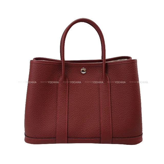 HERMES tote bag Garden Party 30 TPM All Leather Rouge H Vache Country Silver HW Stamp W[BRAND NEW][Authentic]