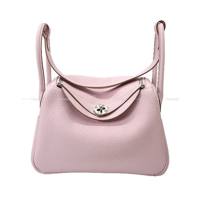 HERMES Shoulder bag Lindy 26 Verso Mauve Pale/Nata Taurillon Clemence Silver HW Stamp U[EXCELLENT][Authentic]