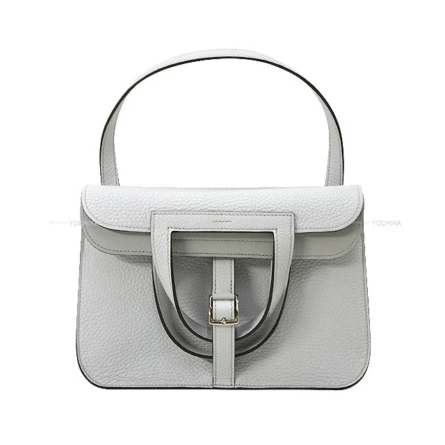 HERMES Shoulder bag Halzan 25 Bleu Pale Taurillon Clemence Silver HW Stamp U[EXCELLENT][Authentic]