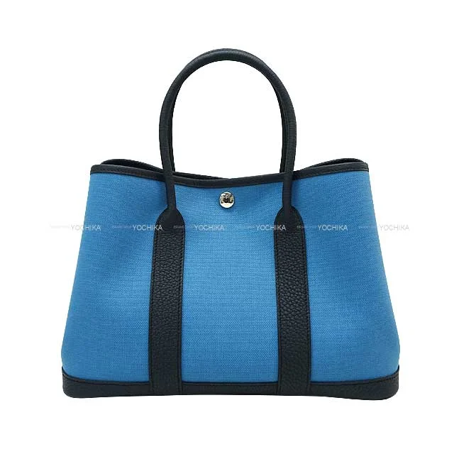 HERMES tote bag Garden Party 30 TPM Bleu Jean/Blue Indigo Toile Militaire/Veau Negonda Silver HW Stamp B[BRAND NEW][Authentic]