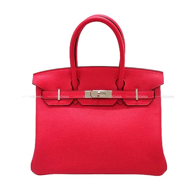 HERMES Handbag Birkin30 Framboise Taurillon Clemence Silver HW Stamp D[EXCELLENT][Authentic]