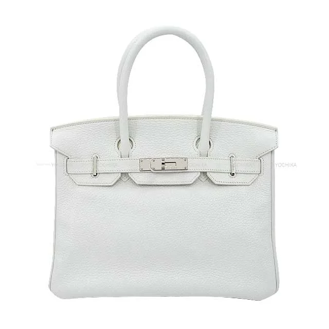 [Pre-loved] HERMES Handbag Birkin30 Blanc (White) Taurillon Clemence Silver HW Stamp R[LIKE NEW][Authentic]