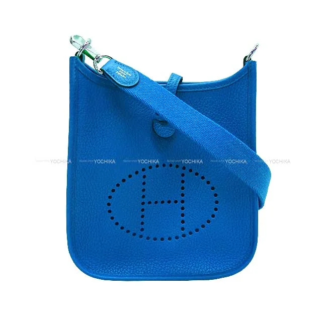 HERMES Shoulder bag Evelyne 16 TPM Bleu Zellige Taurillon Clemence Silver HW Stamp U[EXCELLENT][Authentic]