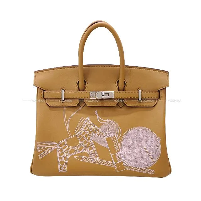 HERMES Handbag Birkin25 In & Out Biscuit Veau Swift Silver HW Stamp B[BRAND NEW][Authentic]