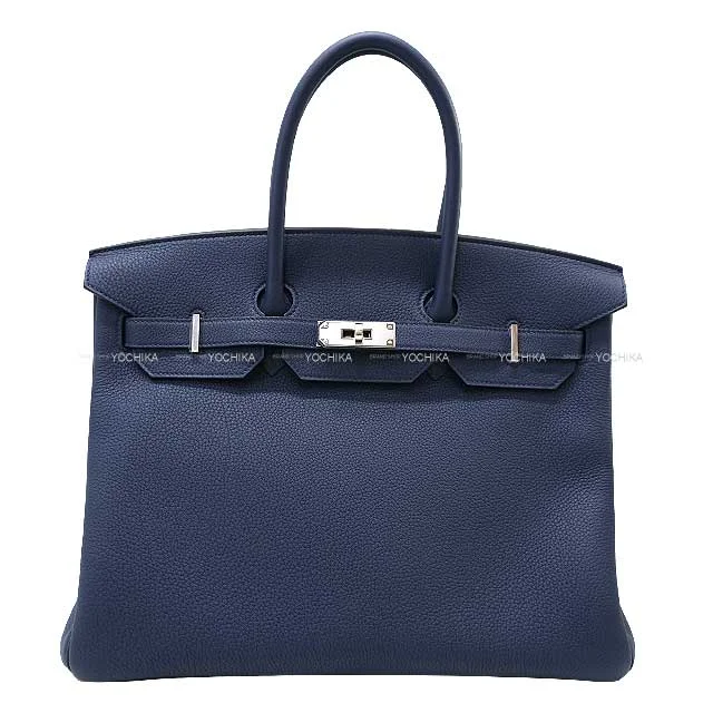 HERMES Handbag Birkin35 Bleu navy(7U) Veau Togo Silver HW Stamp B[EXCELLENT][Authentic]