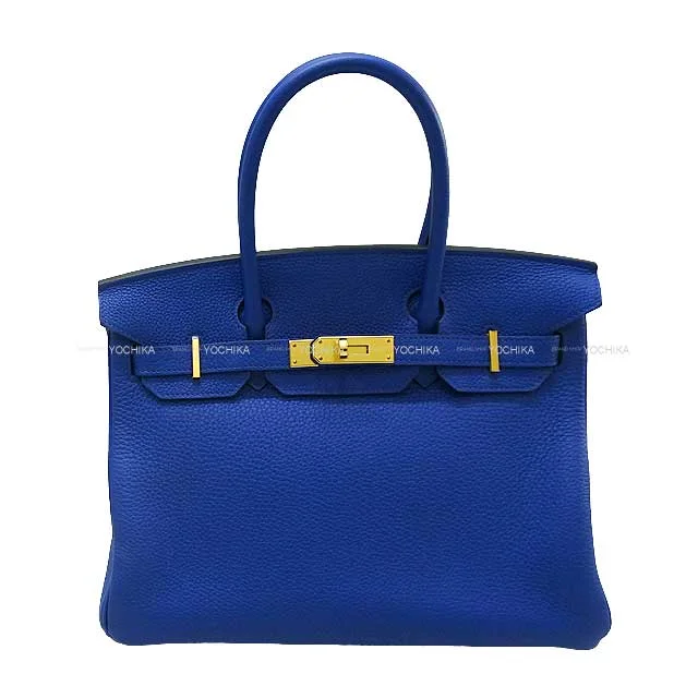 HERMES Handbag Birkin30 Bleu Royal Veau Togo Gold HW Stamp U[EXCELLENT][Authentic]