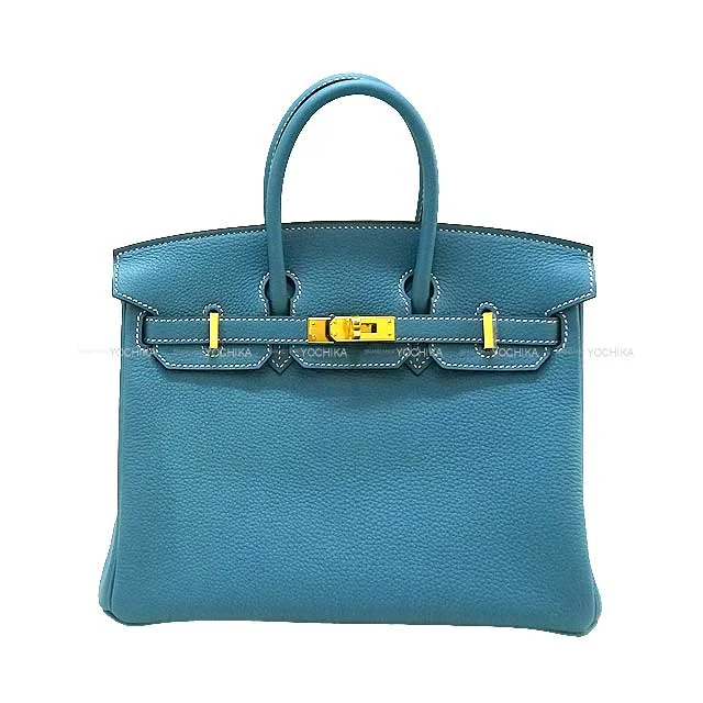 HERMES Handbag Birkin25 New Bleu Jean Veau Togo Gold HW Stamp W[BRAND NEW][Authentic]