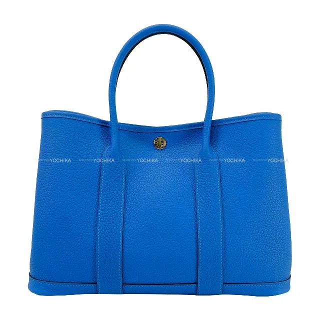 HERMES tote bag Garden Party 30 TPM All Leather Bleu Hydra Veau Negonda Silver HW Stamp W[BRAND NEW][Authentic]