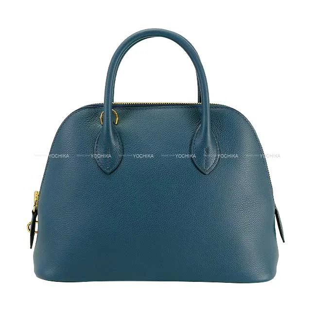 HERMES Shoulder bag Bolide1923 25 Verso Bleu de Prusse/Vert Fizz Evercolor/Veau Swift Gold HW Stamp W[ALMOST NEW][Authentic]