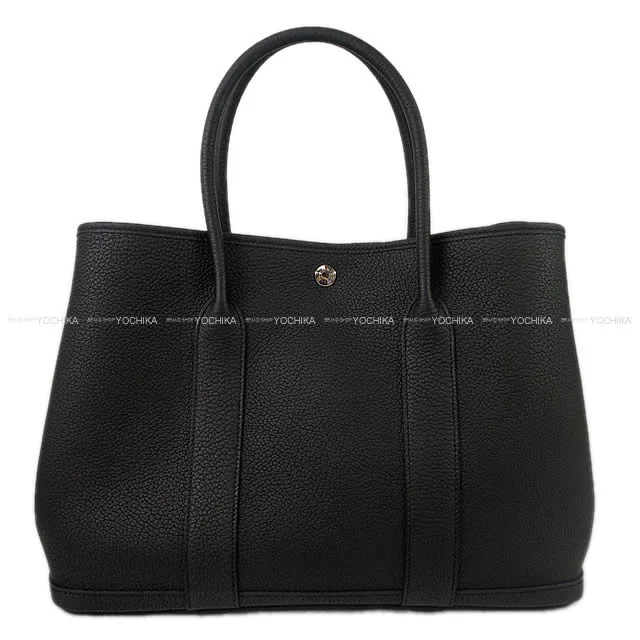 HERMES tote bag Garden Party 36 PM All Leather Noir (Black) Veau Negonda Silver HW Stamp B[BRAND NEW][Authentic]