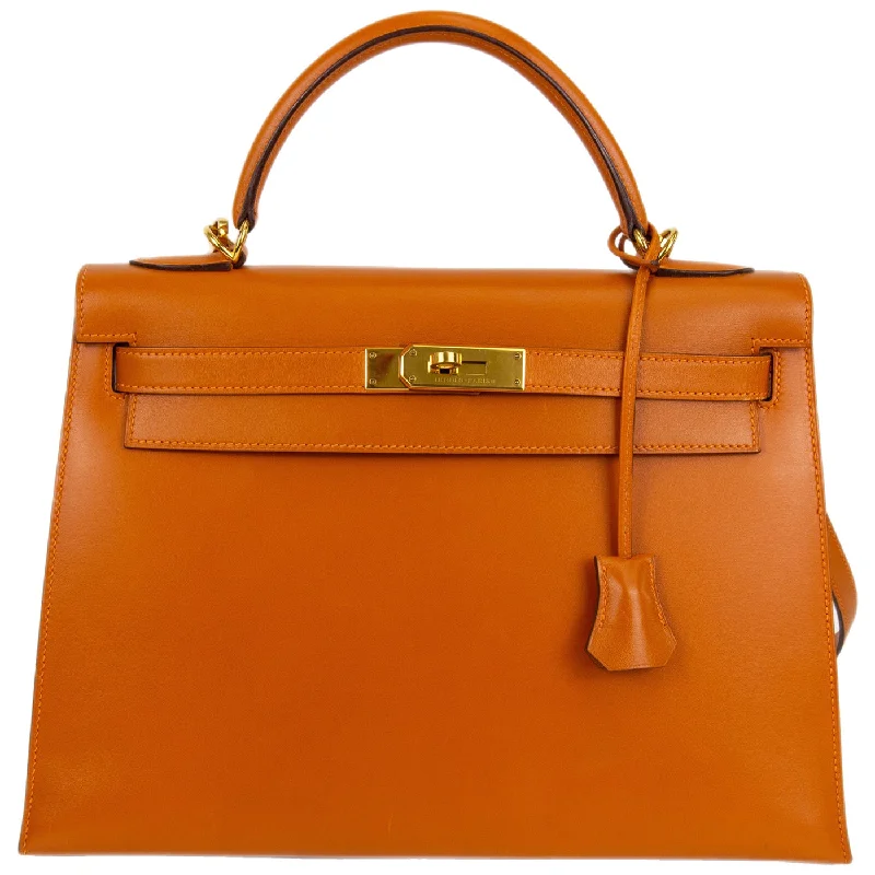 Hermes Kelly Sellier 32 Handbag Potiron with Gold Hardware