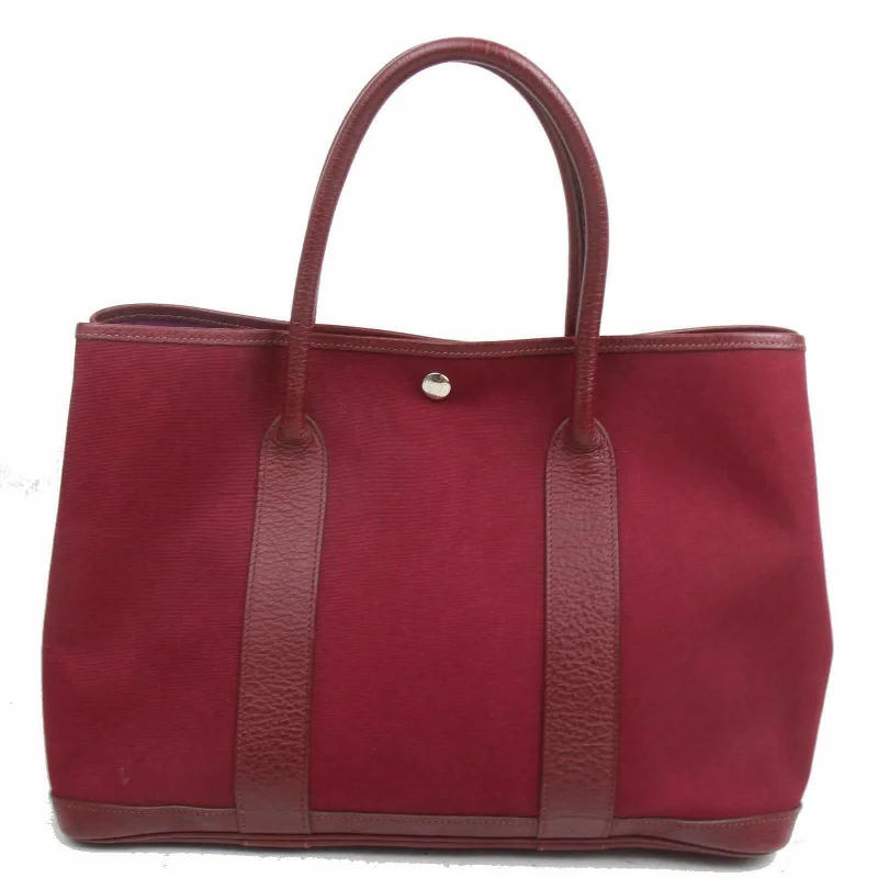 Hermes Tote Bag Garden Party Pm Red Canvas (SHC1-15898)