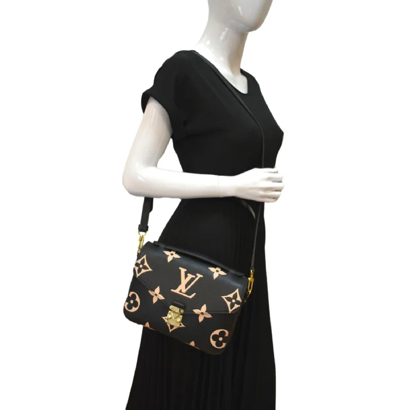 LOUIS VUITTON Metis Pochette Bicolor Empreinte Leather Crossbody Bag Black