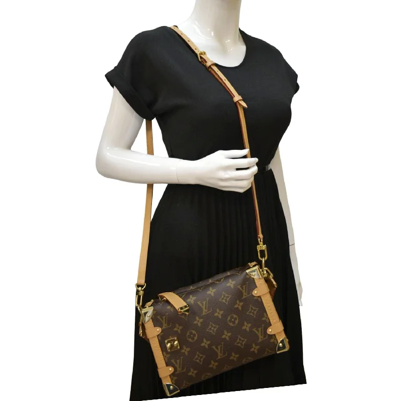 LOUIS VUITTON Side Trunk Monogram Canvas Crossbody Bag Brown